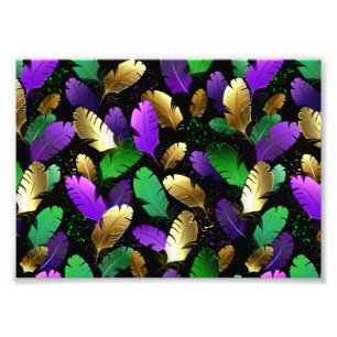 Impression Photo Motif sans couture avec des plumes de Mardi Gras