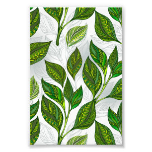 Impression Photo Motif sans couture avec Feuilles de thé vert