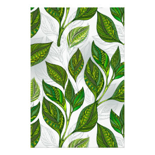 Impression Photo Motif sans couture avec Feuilles de thé vert