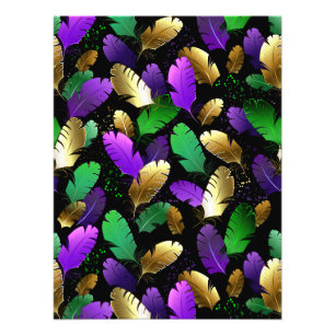 Impression Photo Motif sans couture avec plumes de Mardi Gras
