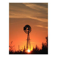 Moulin à vent du pays du Kansas avec nuages, Impre