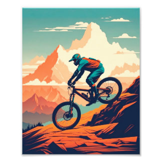 Impression Photo Mountain Biker Descending Steep Trail