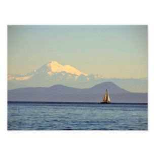 Impression Photo Mt. Baker et voilier - Puget Sound, Washington
