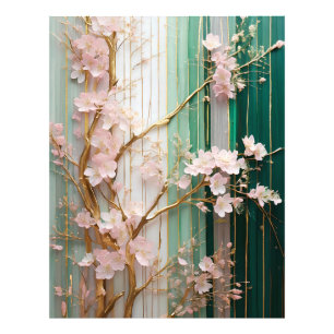 Impression Photo Mur de Cerisiers en Fleurs