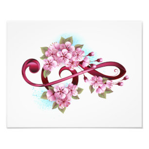 Impression Photo Musical treble clef notes with sakura flowers