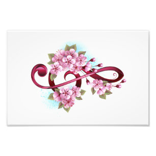 Impression Photo Musical treble clef notes with sakura flowers