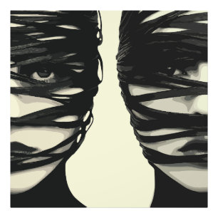 Impression Photo Mystère Masqué : Art des Visages Enveloppés Double