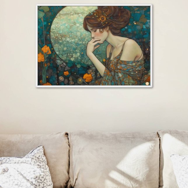 Impression Photo Mystic Art Nouveau Dame en Ambre et Turquoise (Créateur téléchargé)