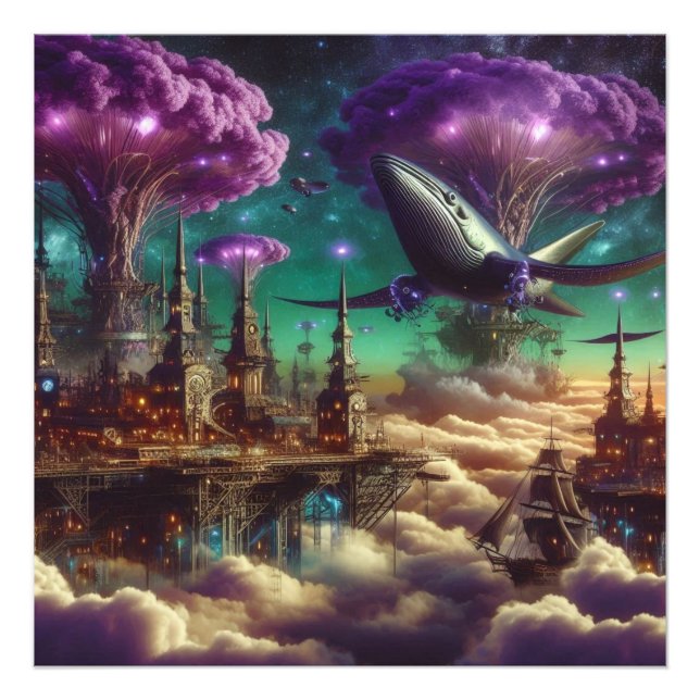 Impression Photo Mystical Purple Futuristic Imaginaire City (Devant)