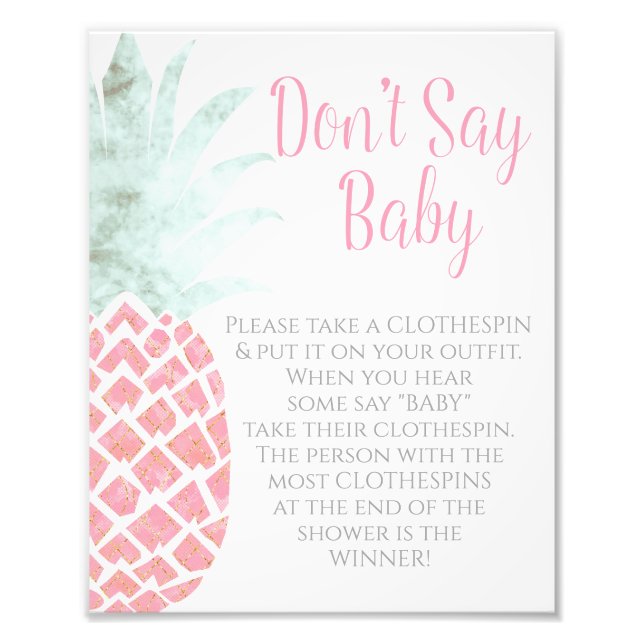 Impression Photo Ne pas dire bébé ananas Baby shower tropical (Devant)
