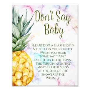Impression Photo Ne pas dire bébé ananas Baby shower tropical