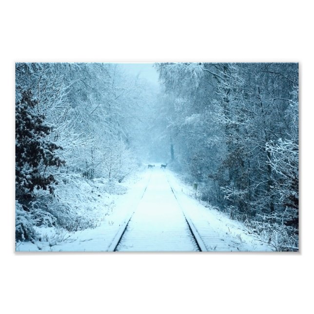 Impression Photo Neige de Noël sur les voies ferrées (Devant)