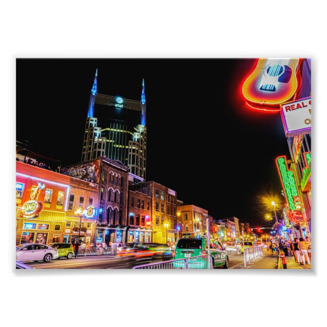 Impression Photo Neon Light Broadway À Nashville Tennessee - Imprim (Devant)