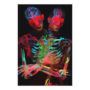 Impression Photo Neon Skeleton Embrasser Art Fusion