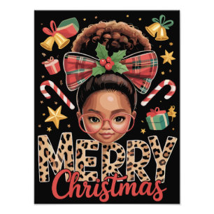 Impression Photo Noël Afro-Américain Bun Messy Maman Noire