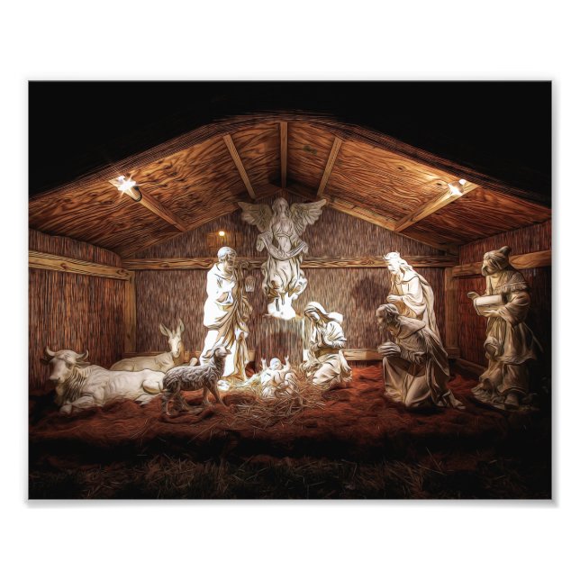 Impression Photo Noël Avent Jésus Nativité Manger Scène (Devant)