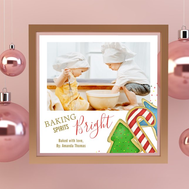 Impression Photo Noël Mignonne Gastronomie de vacances Coutouts Whi (Christmas cookies whimsical cute photo print with watercolor artwork. )
