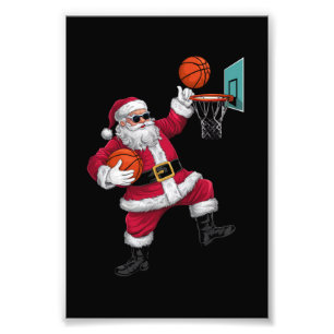 Impression Photo Noël Père Noël Dunking Un Basket-ball Noël