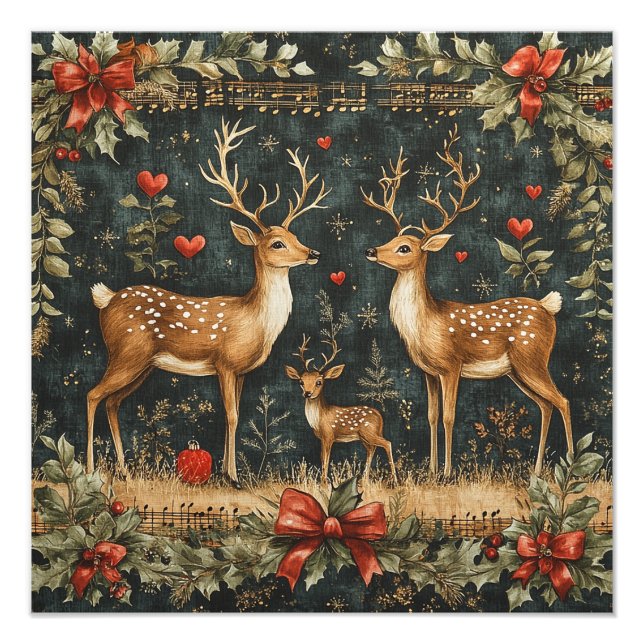 Impression Photo Noël vintage Reindeer (Devant)