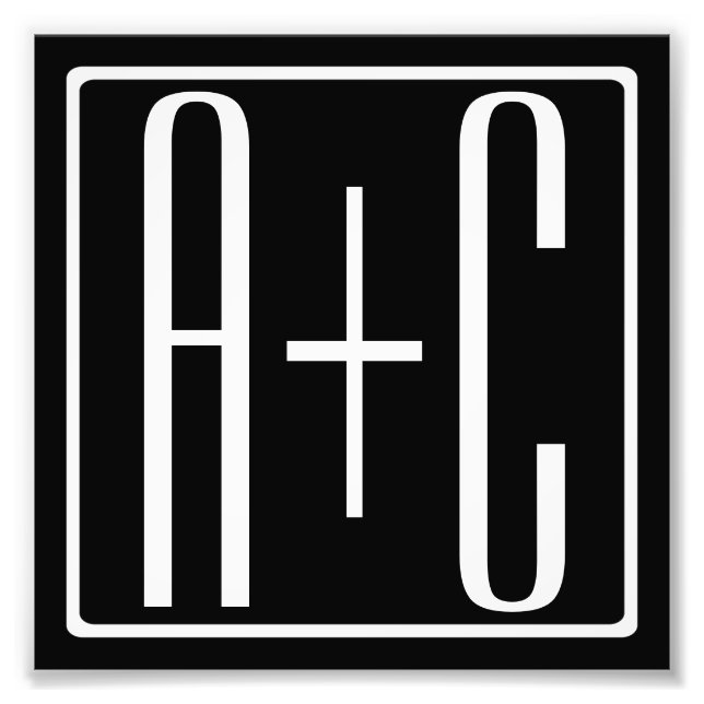 Impression Photo Noir & Blanc | Initiales de couple (Devant)