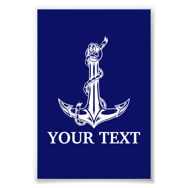 Impression Photo Nom du bateau de la corde d'Ancre nautique vintage (Devant)