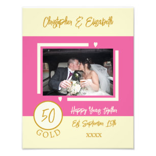 Impression Photo Noms personnalisés rose pour anniversaire d'or
