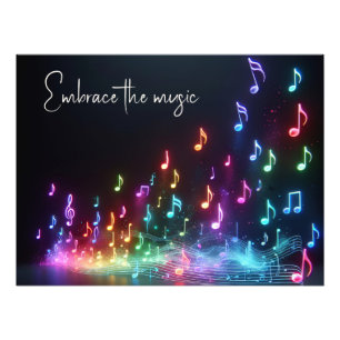Impression Photo Notes de musique néon dansantes avec citation