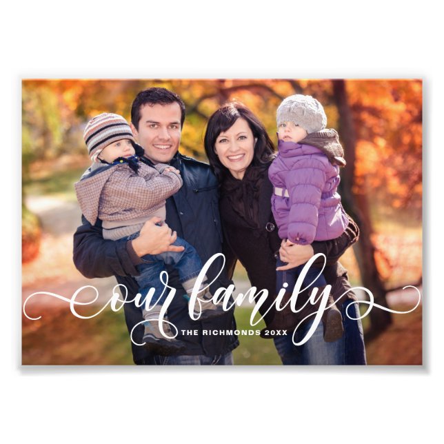 Impression Photo Notre Famille Moderne Calligraphie Superposer Phot (Devant)