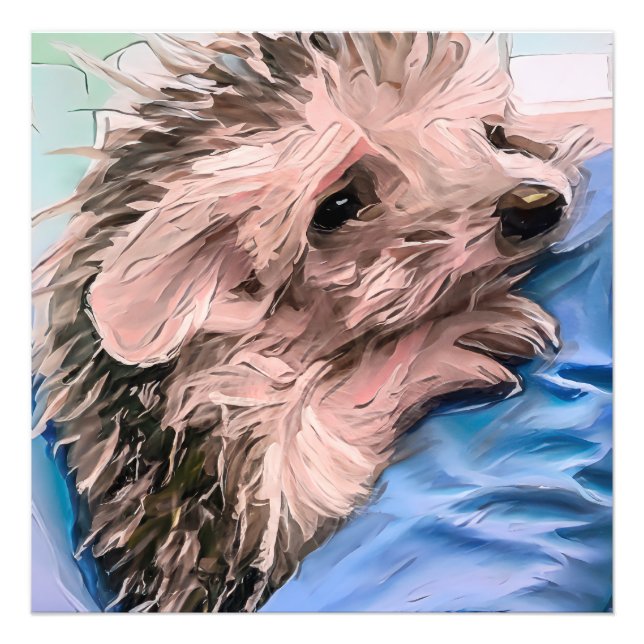 Impression Photo nourrir un petit hérisson de bébé orphelin (Devant)