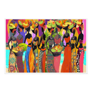 Impression Photo NOUVELLE Belle Femmes Africaines Rassembler Des Fr