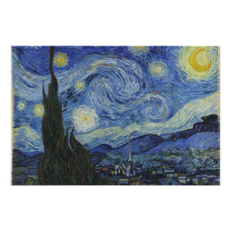 Impression Photo Nuit étoilée, peinture à l'huile, Vincent Van Gogh