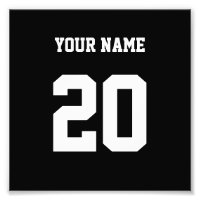 Numéro et nom personnalisés noir et blanc