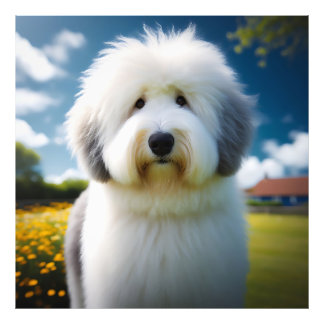 Impression Photo O Charme de um Old English Sheepdog em lindo dia.