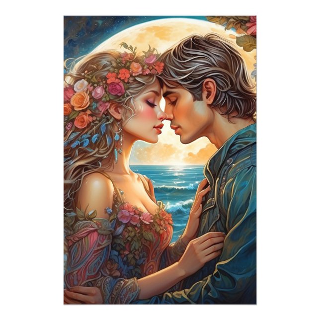 Impression Photo *~* Ocean Couple Moon Romantique AP51 Imaginaire (Devant)