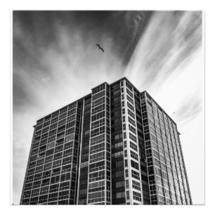 Impression Photo Œuvre d'art murale de gratte-ciel noir et blanc