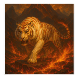 Impression Photo Œuvre d'art murale Premium Tigre Blanc Volcanique