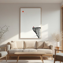 Oiseau sur la falaise - Zen Landscape Wall Art - C