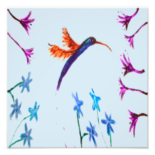 Impression Photo Oiseaux de colibri Fleurs Floral Oiseaux Art