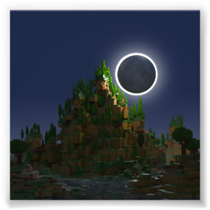 Impression Photo Ombre de la lune basse Poly Voxel Art