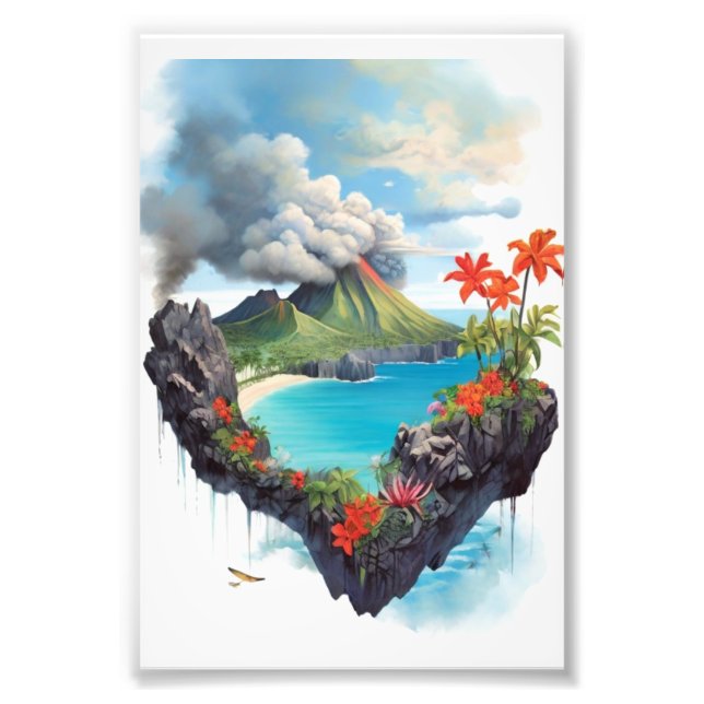 Impression Photo Ondes volcaniques : fumée, vibrante, toile florale (Devant)
