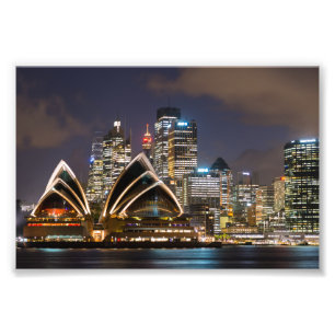 Impression Photo Opéra de Sydney et paysage urbain la nuit, Austra