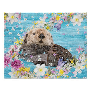 Impression Photo Otter Nager dans les fleurs