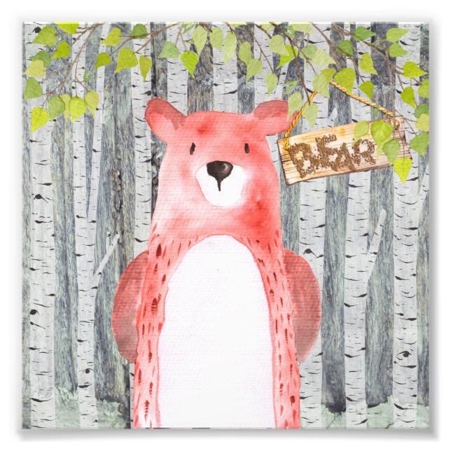 Impression Photo Ours - Amis de la forêt - Illustration d'aquarelle (Devant)