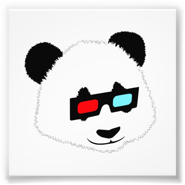 Impression Photo Ours de panda avec lunettes 3D (Devant)