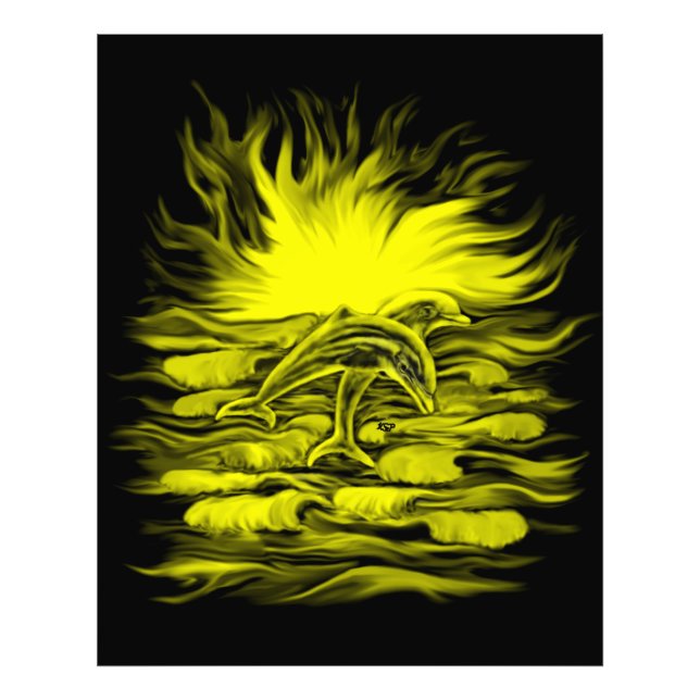 Impression Photo Paire de dauphins dans le soleil (Devant)