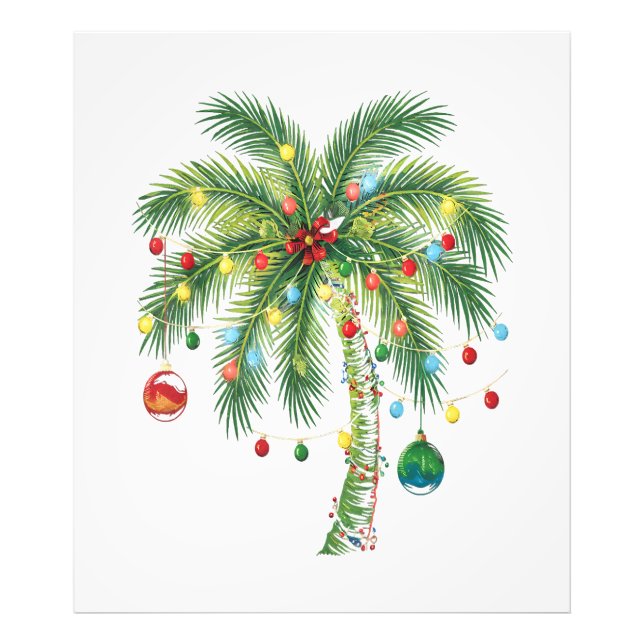 Impression Photo Palmier de Noël tropical avec lumières et ornam (Devant)