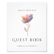 Pancarte de livre d'or de mariage élégante Tulipe