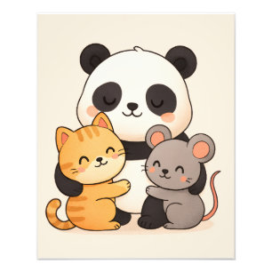 Impression Photo Panda Câlin et Amis Déco de Nursery Mignonne