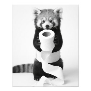 Impression Photo Panda roux adorable tenant du papier toilette Mini