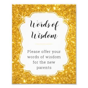 Impression Photo Panneau Baby shower Gold Words Wisdom Advice